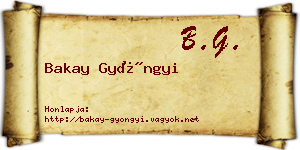Bakay Gyöngyi névjegykártya